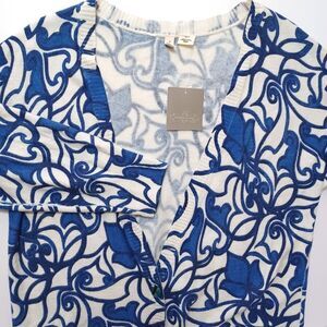 Anthropologie Moth‎ Cardigan Sweater XS Floral Paisley Long Button Preppy Boho